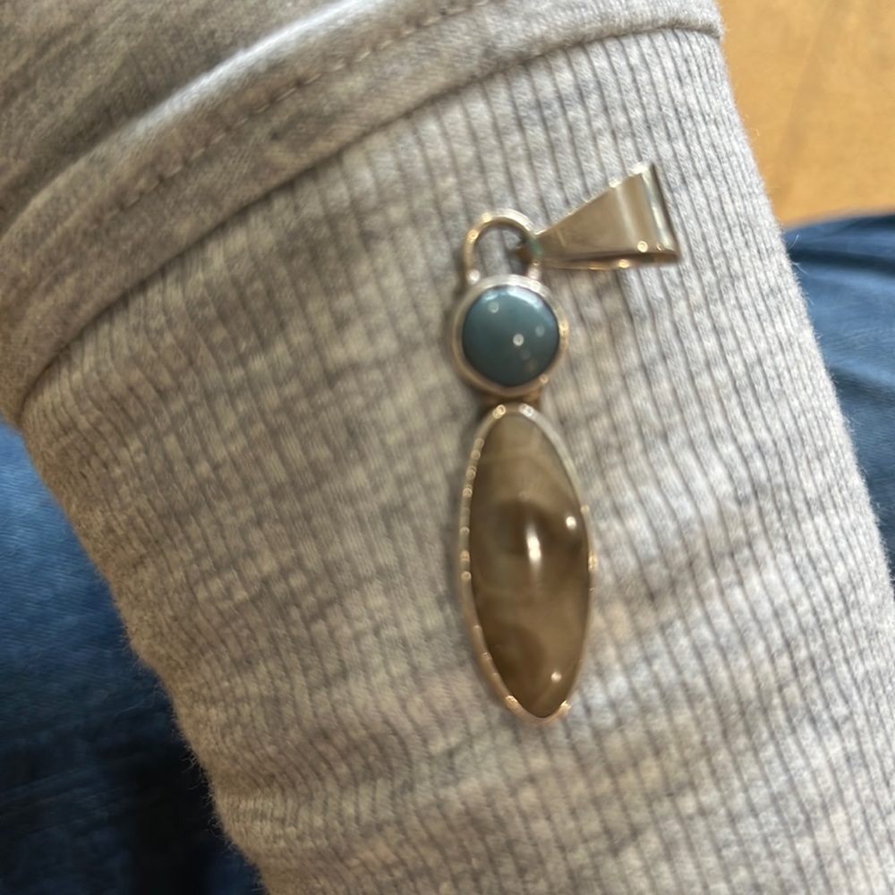 Sterling silver pendant with Leland Blue stone and Petoskey stone❤️